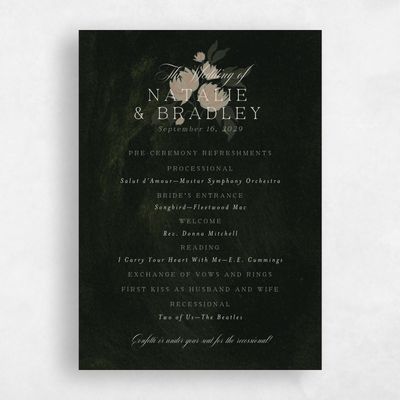Deep Forest, Green Wedding Program - Brocard