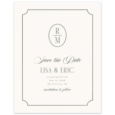 Dark Olive, Beige Wedding Digital Save the Date - Idalia Portrait