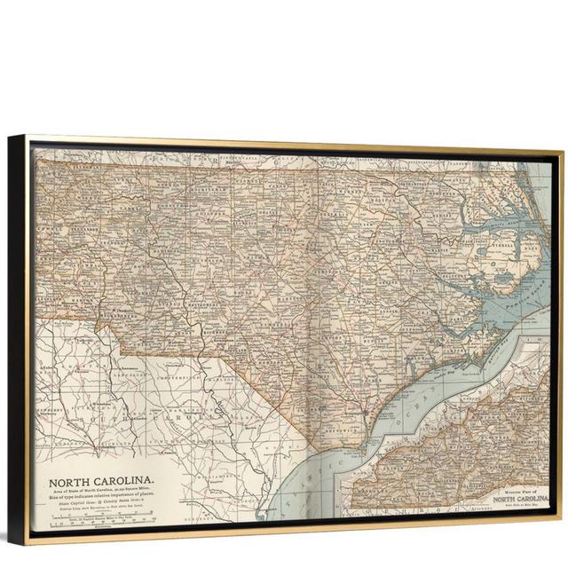 North Carolina - GOLD Vintage Map Stretched Canvas Print