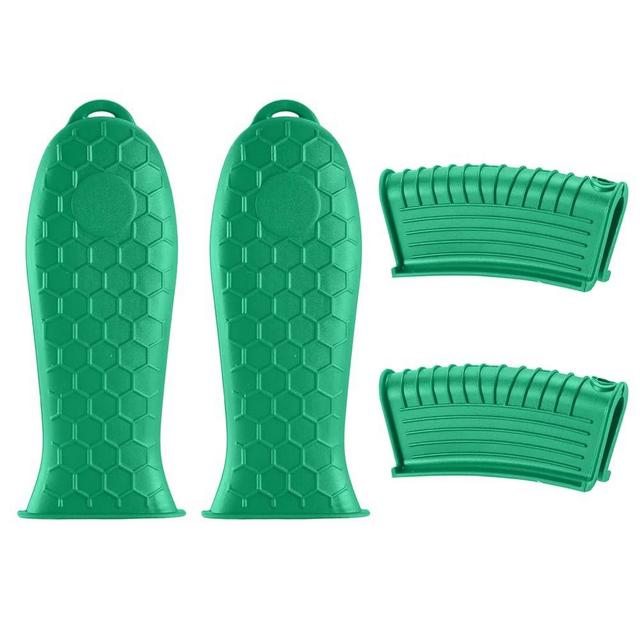 Silicone Hot Handle Holder, 4 Pieces Pan Handle Sleeve Non Slip Handles for Pots Cast Iron Handle Skillet Handle Pot Holder for Cast Iron Skillets Frying Pans Griddles Cookware (Green)