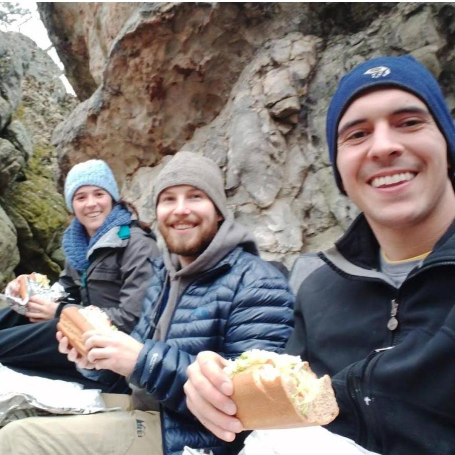 Climbing with Chris always requires some sandwiches