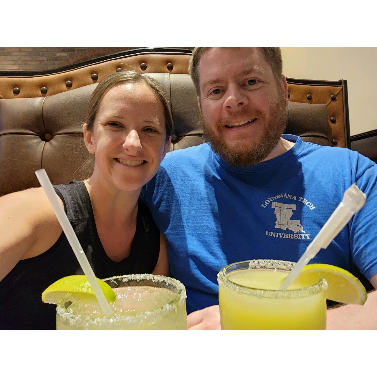 Margaritas - Kendra drinks hers on the rocks like an adult. Jarrod enjoys his frozen like a child - well if children could choose and didn't have tequila in it. You get the idea.