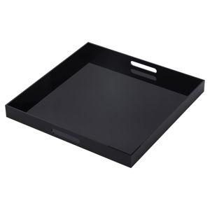Black Oversize Acrylic Serving Tray with Handles 20x20 Inch -Spill Proof- Decorative Trays Countertop Organizer for Ottoman,Nightstand, Sidetable, Butler (20x20 Inch, Black)