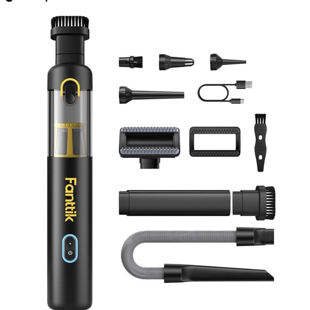 Fanttik Slim V8 APEX Car Vacuum, 4-in-1 Portable Mini Cordless Vacuum with 19000pa Suction Power, Type-C Charge, 2 Suction Modes, Handheld Vacuum for Small Jobs, Car, Office Desk, Keyboards (Black)