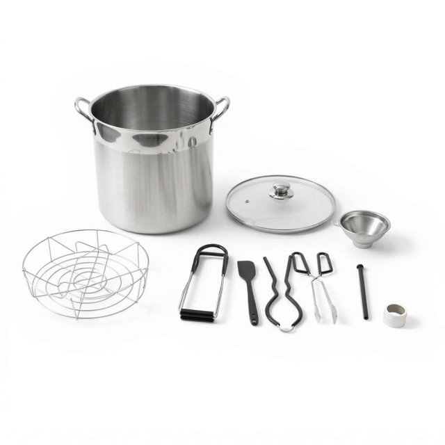 GasOne Stainless Steel Canning Pot with Canning Supplies – Stainless Steel Canner with Riveted Handles and Induction Ready Tri-Ply Bottom