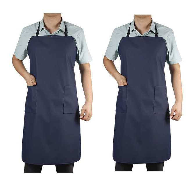 Waterproof Rubber Vinyl Apron W/ 2 Pockets - Lab Apron for DishWashing, Grooming 2Pack