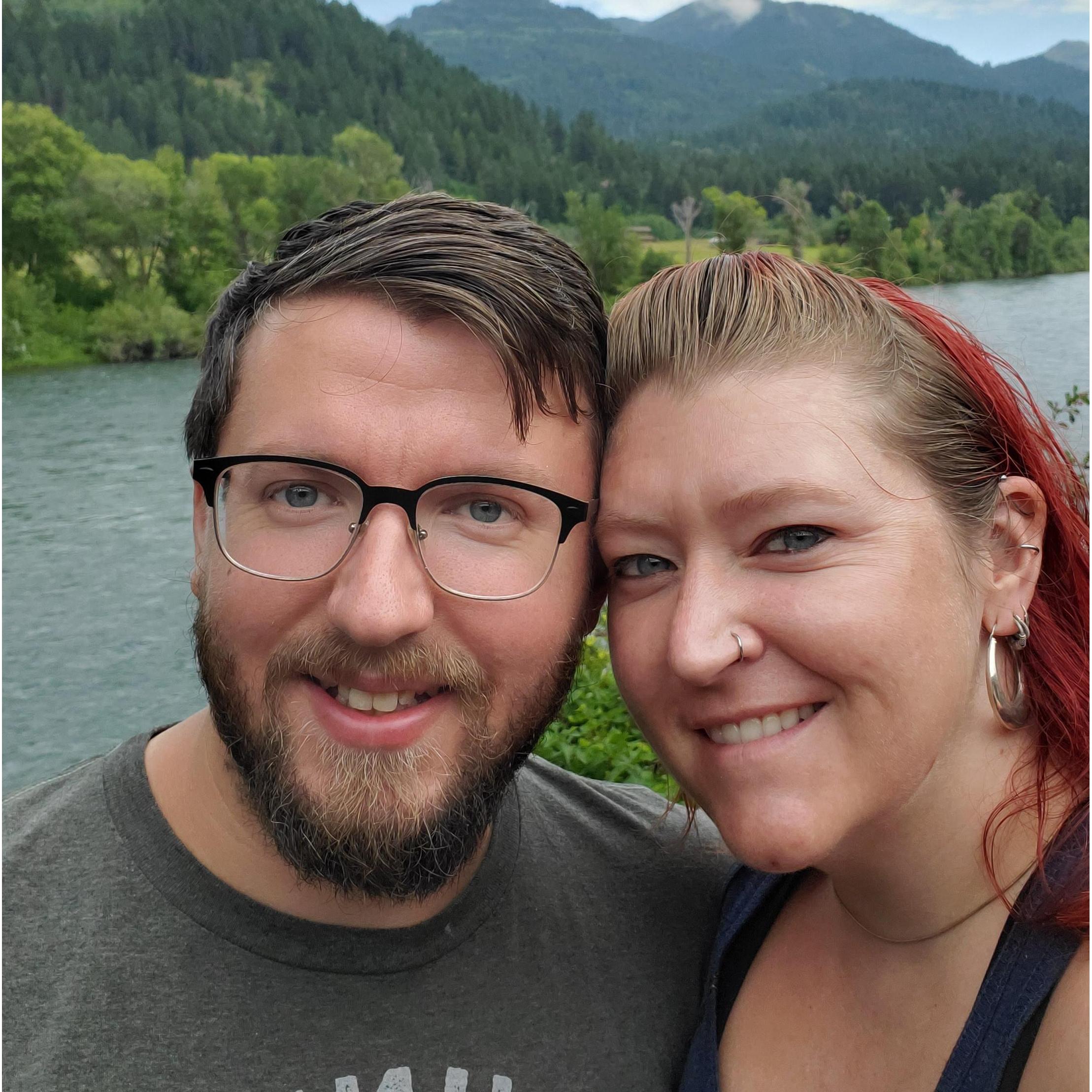 After our first long (8 Hr+) car ride together. Notice we are both still alive.