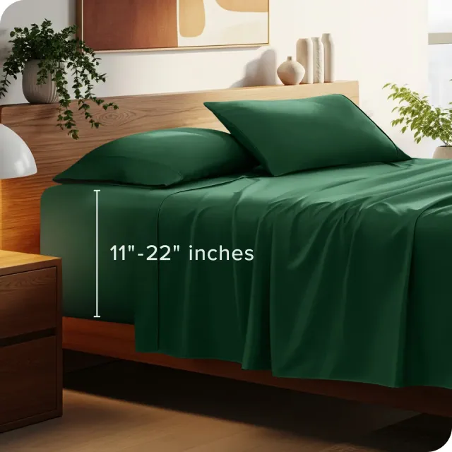 22 Inch Extra Deep Pocket Ultra-Soft Easy Care Sheet Set by Bare Home - King, Forest Green
