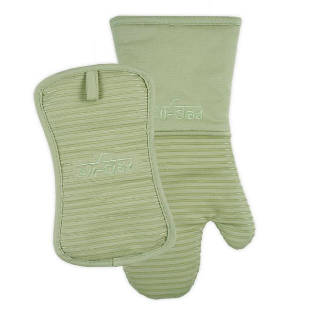 All-Clad 2-Piece Silicone Oven Mitt and Pot Holder Set in Fennel