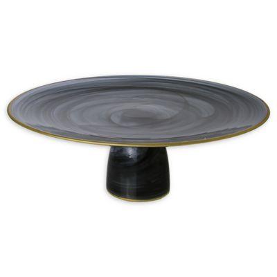 Classic Touch Trophy Alabaster Black Footed Cake Stand