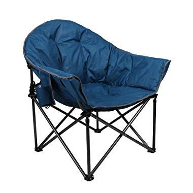 Camping World Reclining Folding Oversized Moon Saucer Chair with Cup Holder for Camping, Hiking - Saucer Support 500 LBS