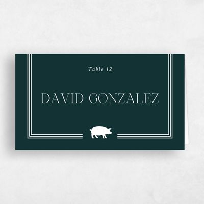 Green Typography Wedding Place Card - Teagan Pork