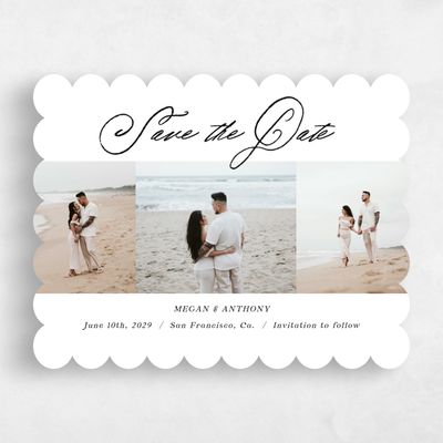 White Scalloped Wedding Save the Date - Cristal Multiphoto
