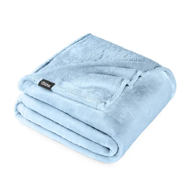 Light Blue Microplush Throw XL Fleece Blanket by Bare Home