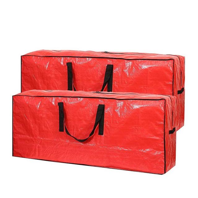 Sattiyrch Christmas Tree Storage Bag- 2 pack - Fits Up to 7.5ft Xmas Disassembled Trees with Durable Reinforced Handles & Dual Zipper -Waterproof Material Protects from Dust,Moisture(Red, 7.5ft)