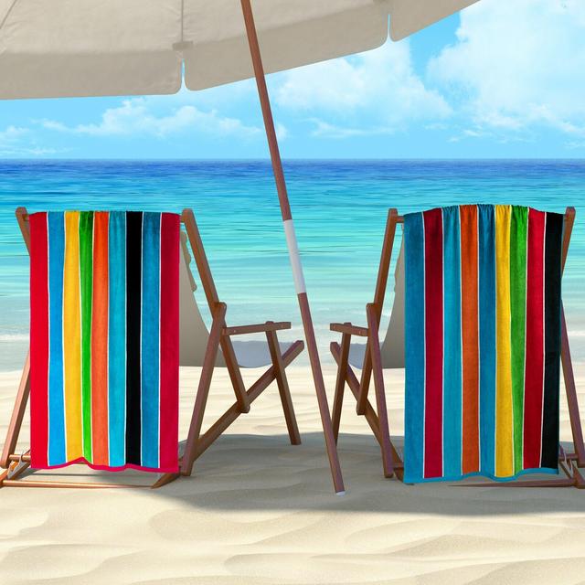 Makenna Rainbow Stripe 2 Piece Beach Towel Set
