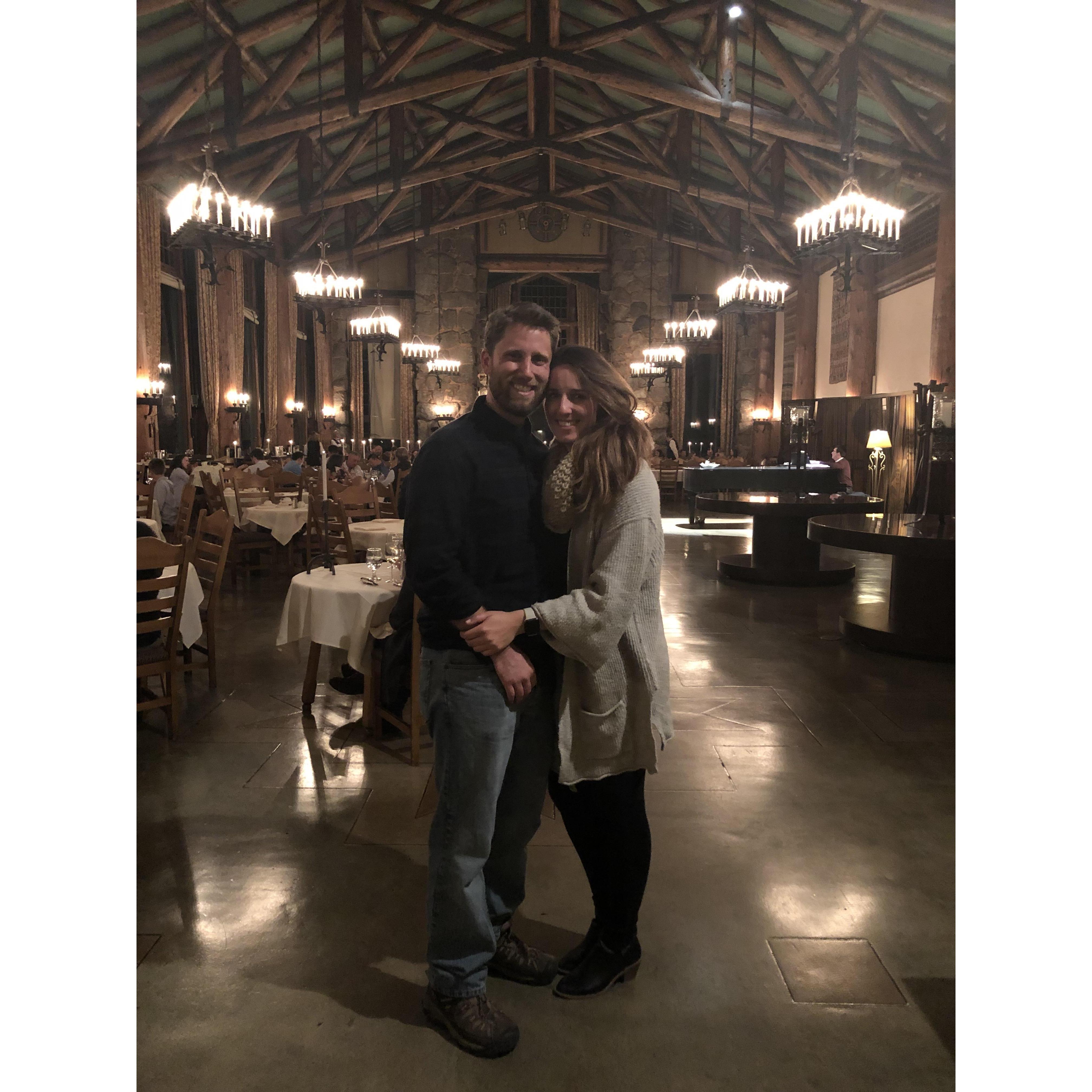 Dinner after Steve proposed on our hike<3