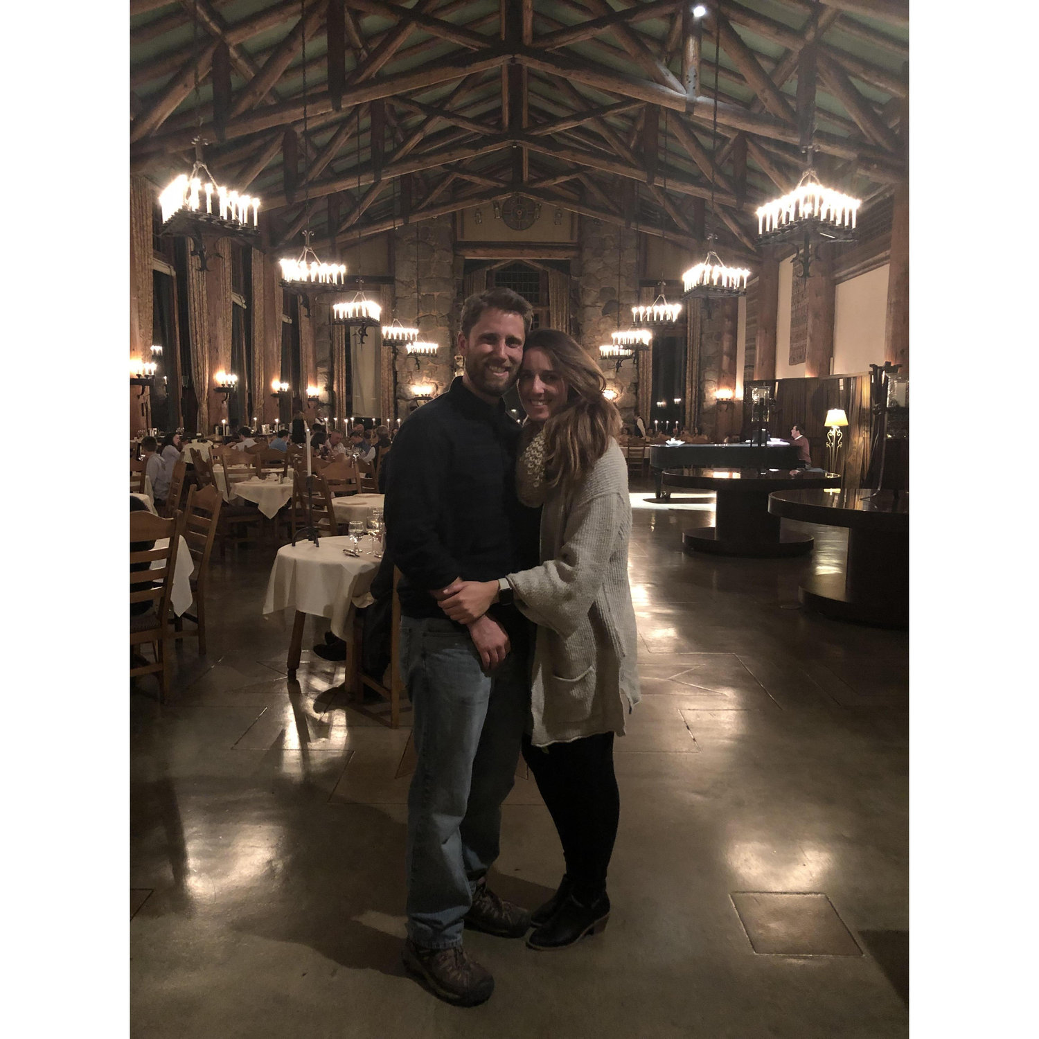 Dinner after Steve proposed on our hike<3