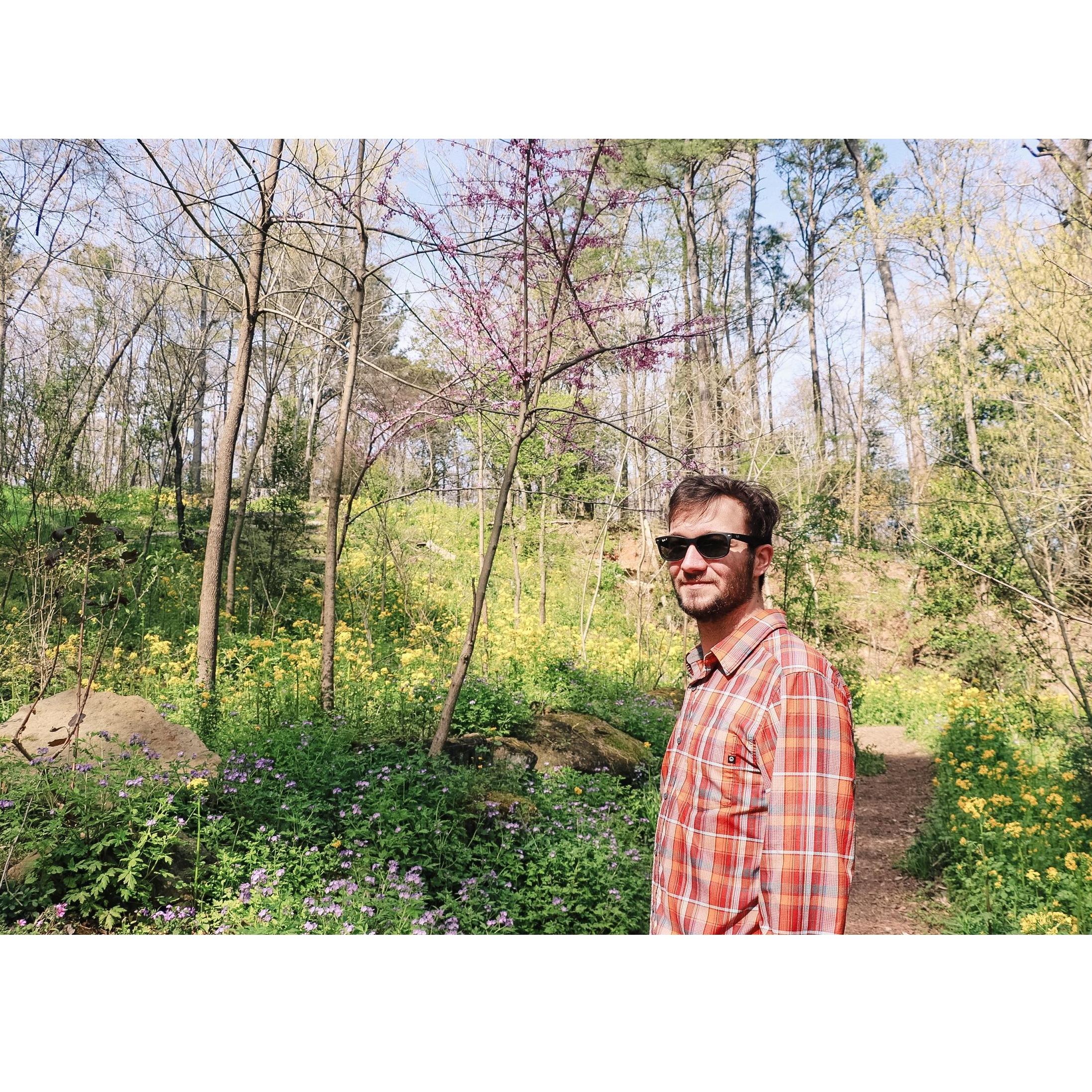 one of our many walks through the Birmingham Botanical Gardens (Spring 2019)