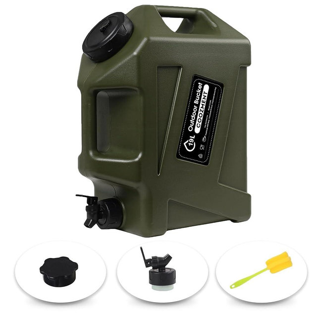 COOZMENT 3.2 Gallon/5 Gallon Water Containers with Spigot, BPA Free Water Jug, Military Green Water Tank, Multifunction Water Storage Containers for Camping Outdoor Hiking,Emergency Stroage