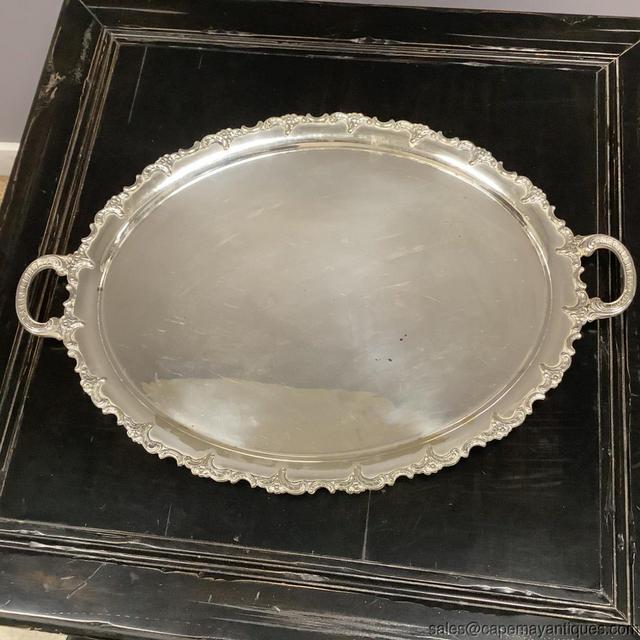 Vintage Orig Alt Hedelberg Alpaca Plated Tray Serving Tea Silver Metal Alloy Lrg
