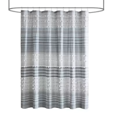 Urban Habitat Navy 70x72" Cotton Yarn Dye Shower Curtain with Pom Poms