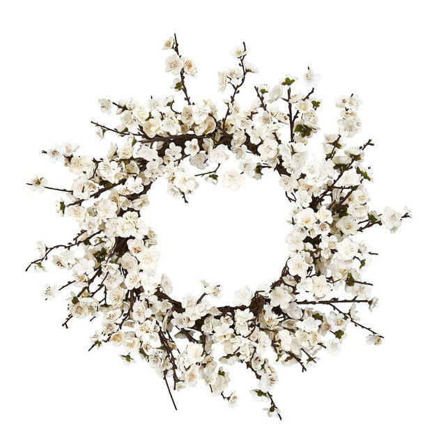 Faux Plum Blossom Wreath, 24"