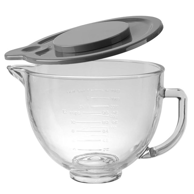 Glass Bowl for KitchenAid Stand Mixer,5 Quart,Glass Mixing Bowl Replacement for KitchenAid 4.5 and 5 Quart Tilt-Head Stand Mixers with Measurement Markings