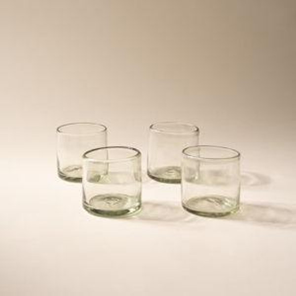 Short Set of 4 Handblown Glassware (Color: Clear)