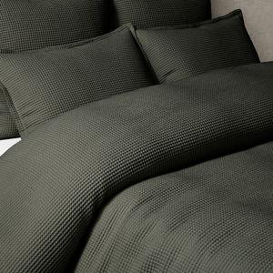 King Organic Cotton Waffle-weave Duvet Cover Thyme | RH