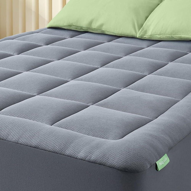 Ultra Soft California King Size Mattress Topper - Viscose Made from Bamboo Pillow Top Mattress Pad for Back Pain Relief - Naturally Cooling for Hot Sleepers, Grey