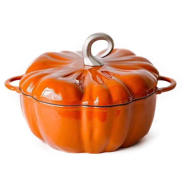 4QT Pumpkin Cocotte,pumpkin Cast Iron Dutch Oven,3.7l Pumpkin Pot Casserole With Lid And Handles,non-stick Stew Pot Soup Pot Halloween Cooking Pot For Soup Porridge Stew Gift