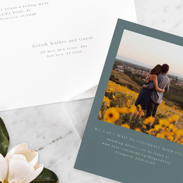 Avinyo Portrait | Blue Spruce | Zola Wedding Invitations