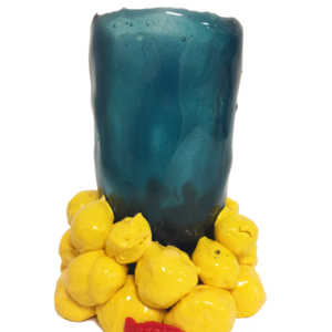 Gaetano Pesce Blue and Yellow Pebble Vase