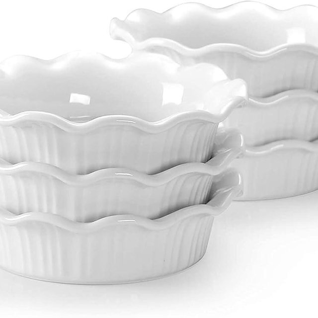 LOVECASA Ceramic Mini Pie Pans, 5.5 Inches Pie Dishes, 8 OZ Small Baking Pie Plates for Apple Pie, Quiche, Pot Pies, Tart, etc-Oven and Microwave Safe, White, Set of 6