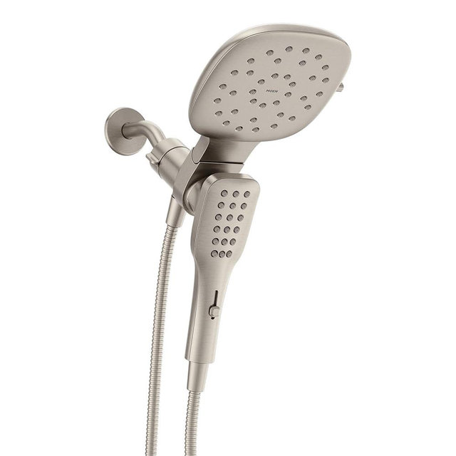 Moen Verso Eco-Performance Infiniti Dial Square Standard Shower Head With Detachable Hand Shower Combo, 7-Inch Spray Head, Spot Resist Nickel, 220C4EPSRN