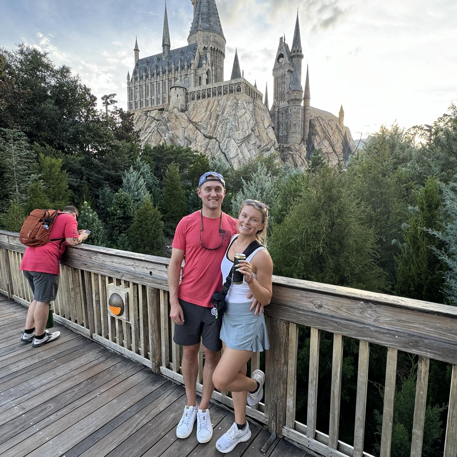 Caroline is Slytherin, Jeff is Gryffindor.