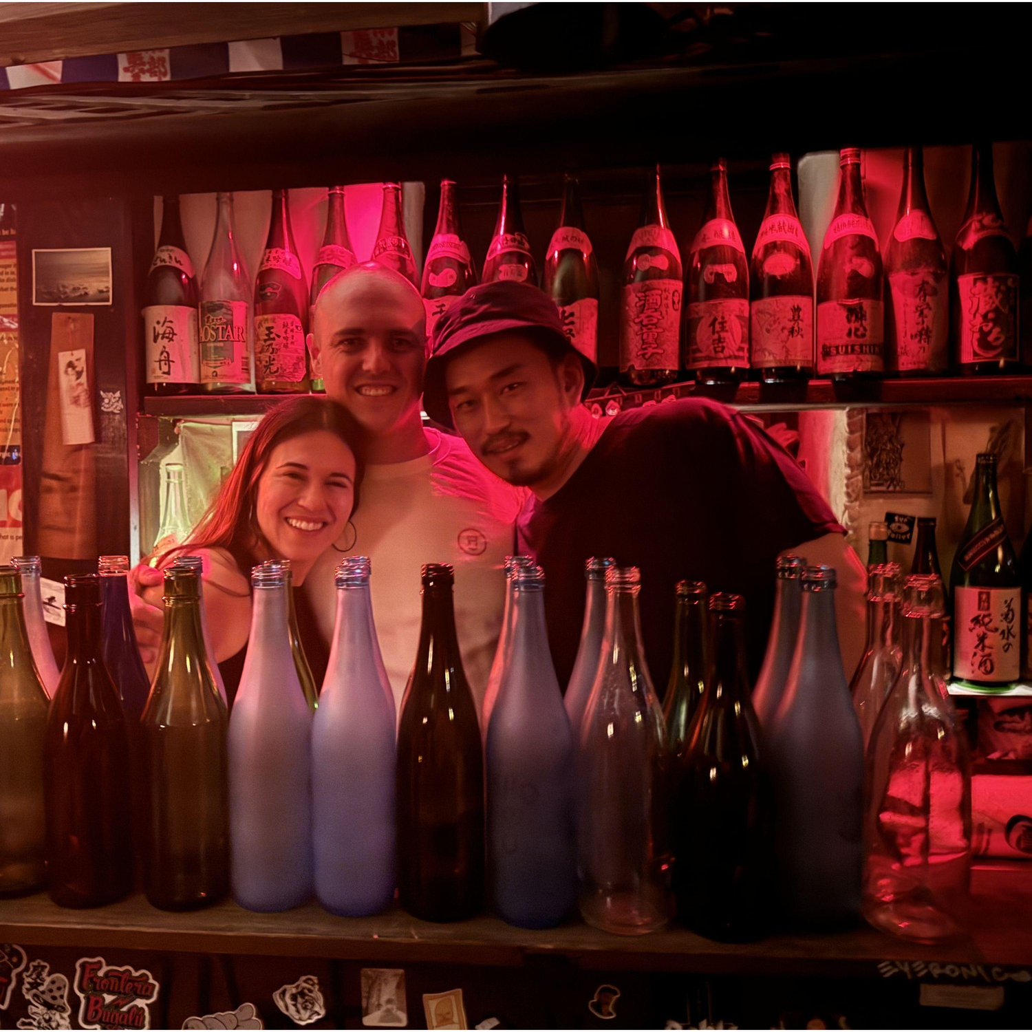 us and Cho, the manager of Sake Bar Decibel (below our apartment)