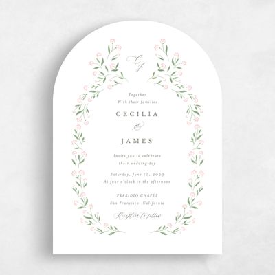 White Arch Wedding Invitation - Samlet Portrait
