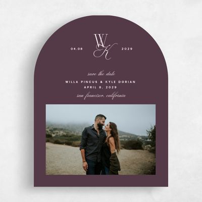 Dark Plum, Purple Wedding Save the Date - Lux Portrait