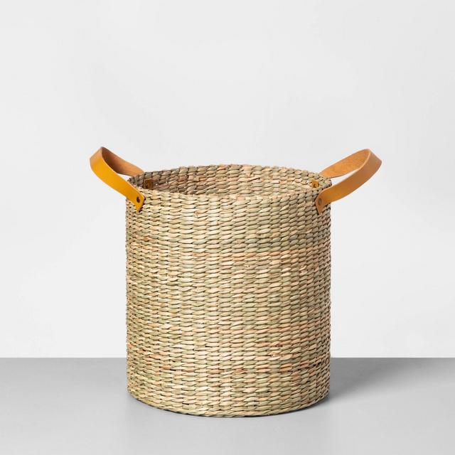 Tall Seagrass Basket with Leather Handle Small - Hearth & Hand™ with Magnolia