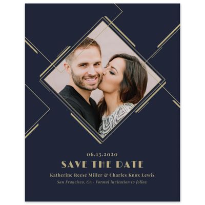 Navy, Blue Wedding Digital Save the Date - Baker Portrait