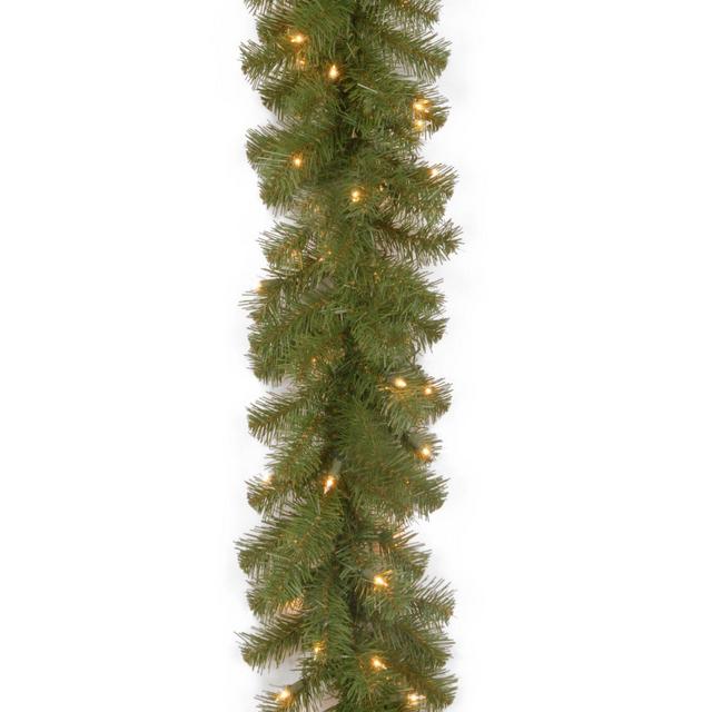 National Tree Company 9-Foot x 10-Inch North Valley Spruce Garland with Clear Lights