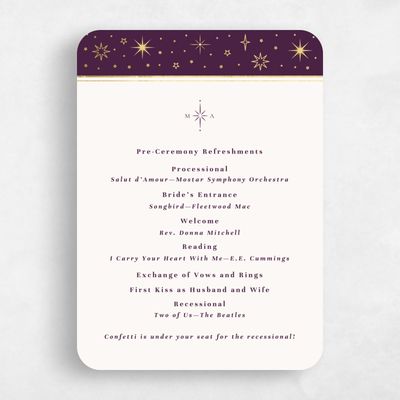 Purple Rounded Wedding Program - Heron Foil