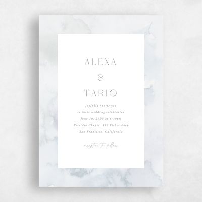 Gray, Grey Wedding Invitation - Beaux-Arts Portrait
