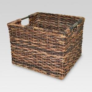 Wicker Large Milk Crate Dark Brown - Threshold™
