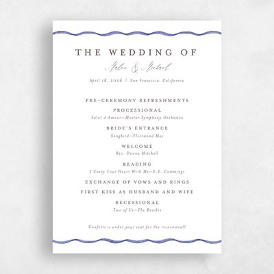 White Standard Wedding Program - Perkins