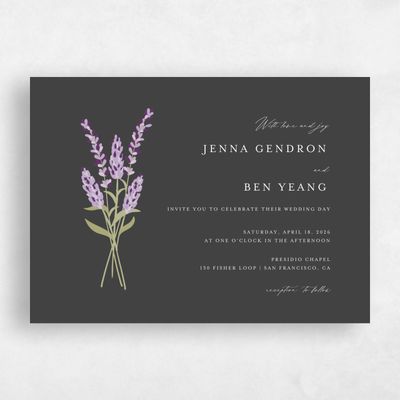 Dark Charcoal, Grey Wedding Invitation - Marat Landscape