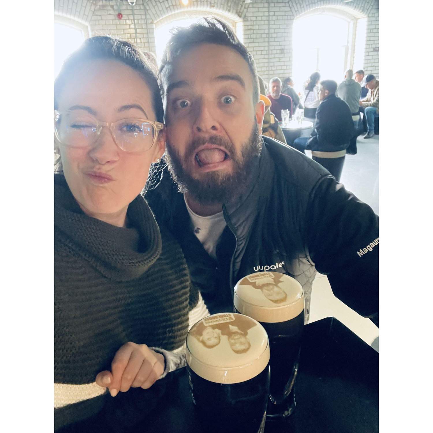In true Irish fashion, they not only drank the Guinness, but proceeded to claim the Guinness as their own with personalized laser photos. -Guinness Store House 2023