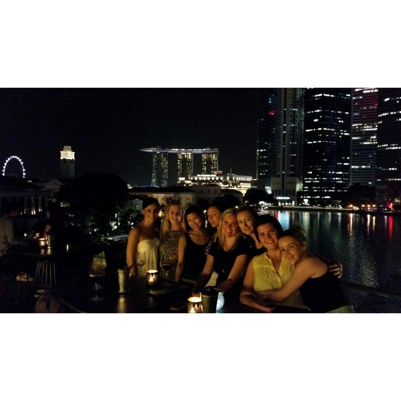 enjoying a night out with friends in Singapore